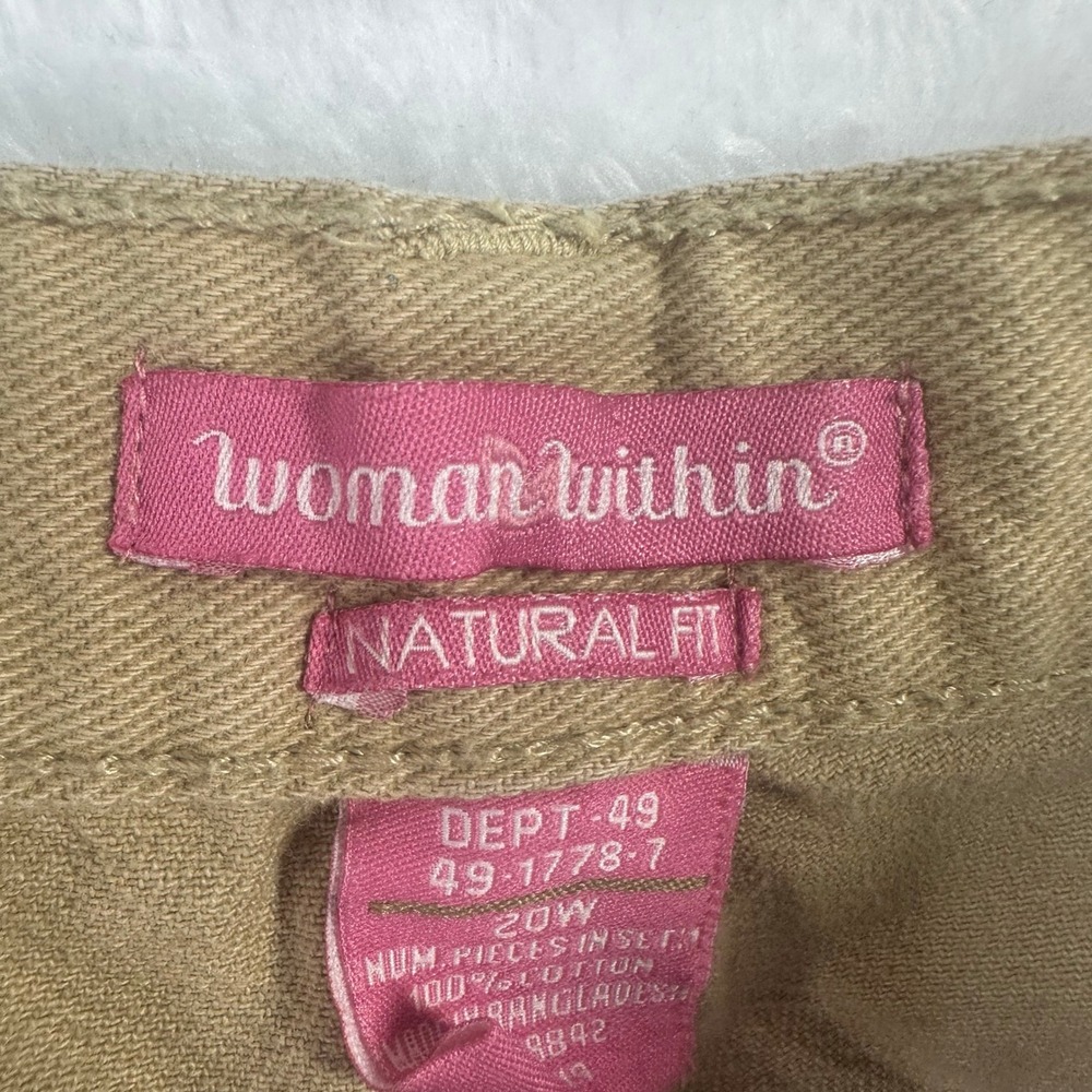 Woman Within Pants Women 20W Khaki Natural Fit Cotton Straight Leg Casual - Picture 6 of 8
